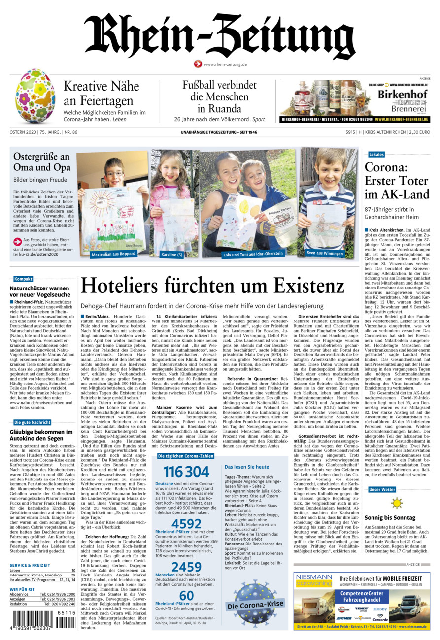 Rhein-Zeitung Kreis Altenkirchen vom Samstag, 11.04.2020