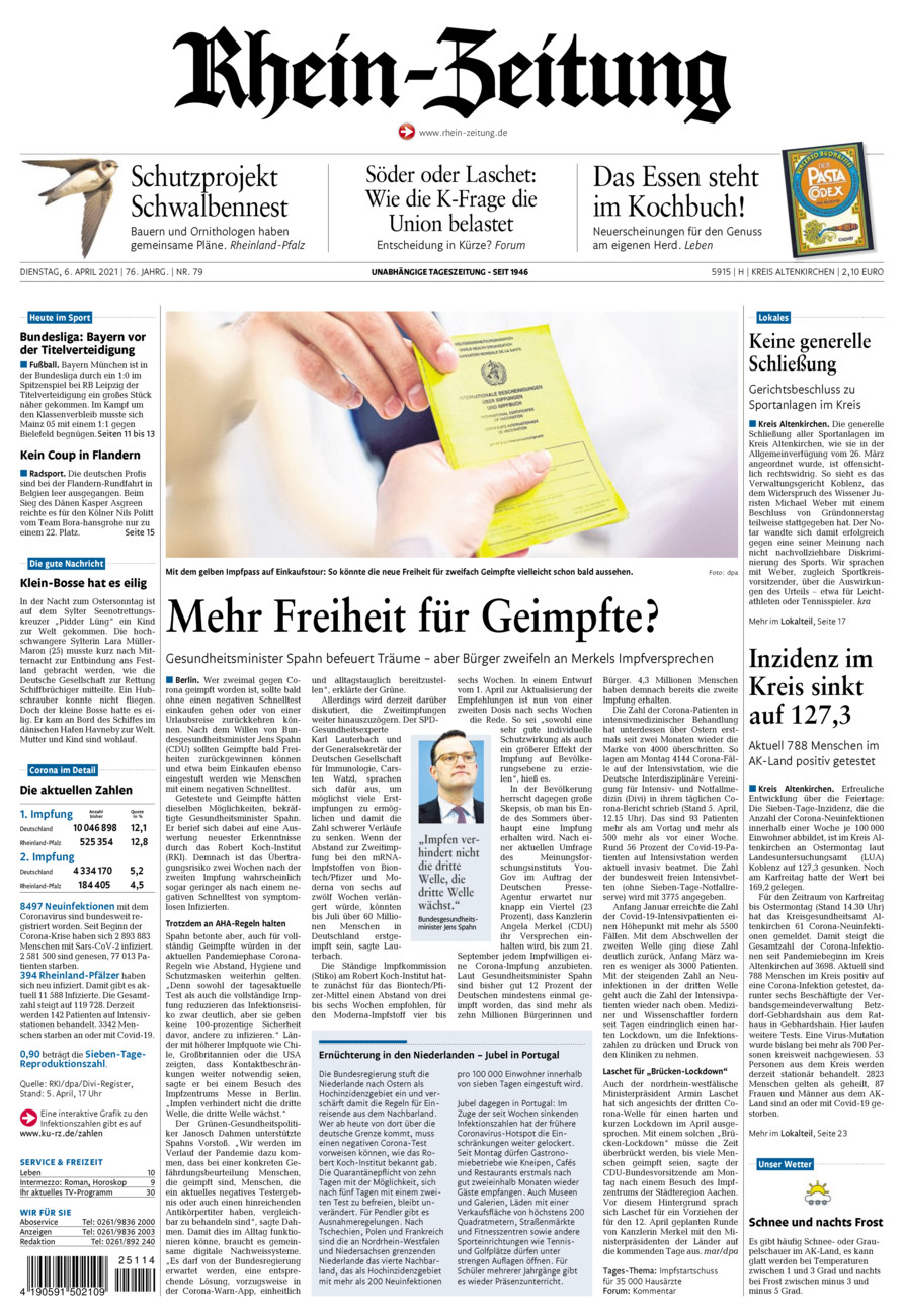 Rhein-Zeitung Kreis Altenkirchen vom Dienstag, 06.04.2021