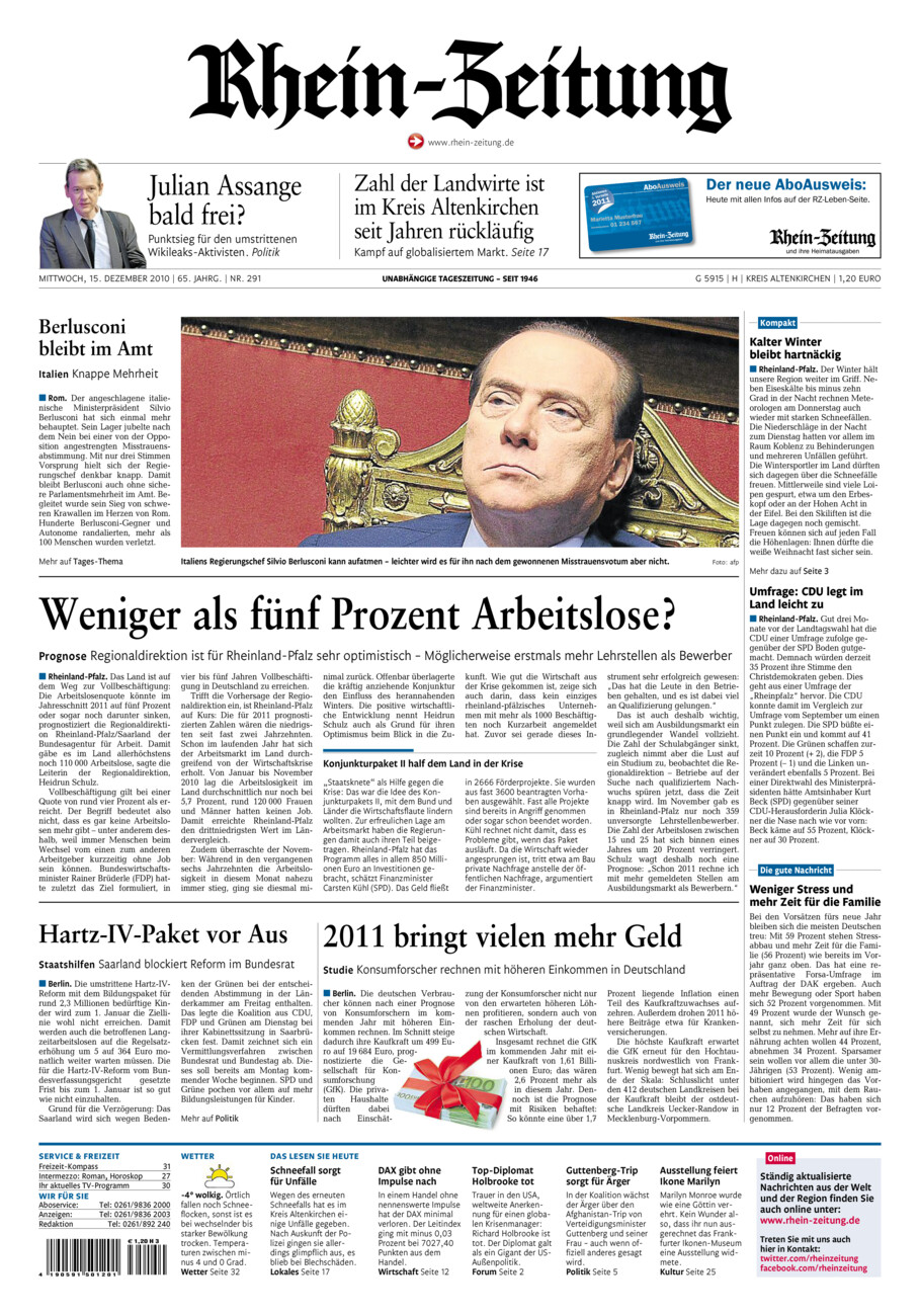 Rhein-Zeitung Kreis Altenkirchen vom Mittwoch, 15.12.2010