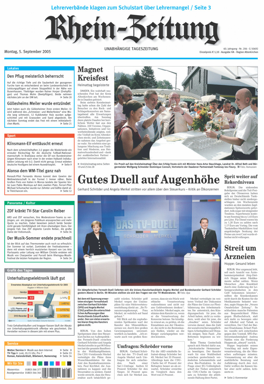 Rhein-Zeitung Kreis Altenkirchen vom Montag, 05.09.2005