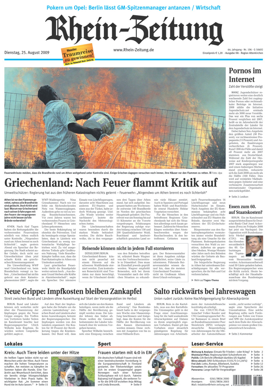 Rhein-Zeitung Kreis Altenkirchen vom Dienstag, 25.08.2009