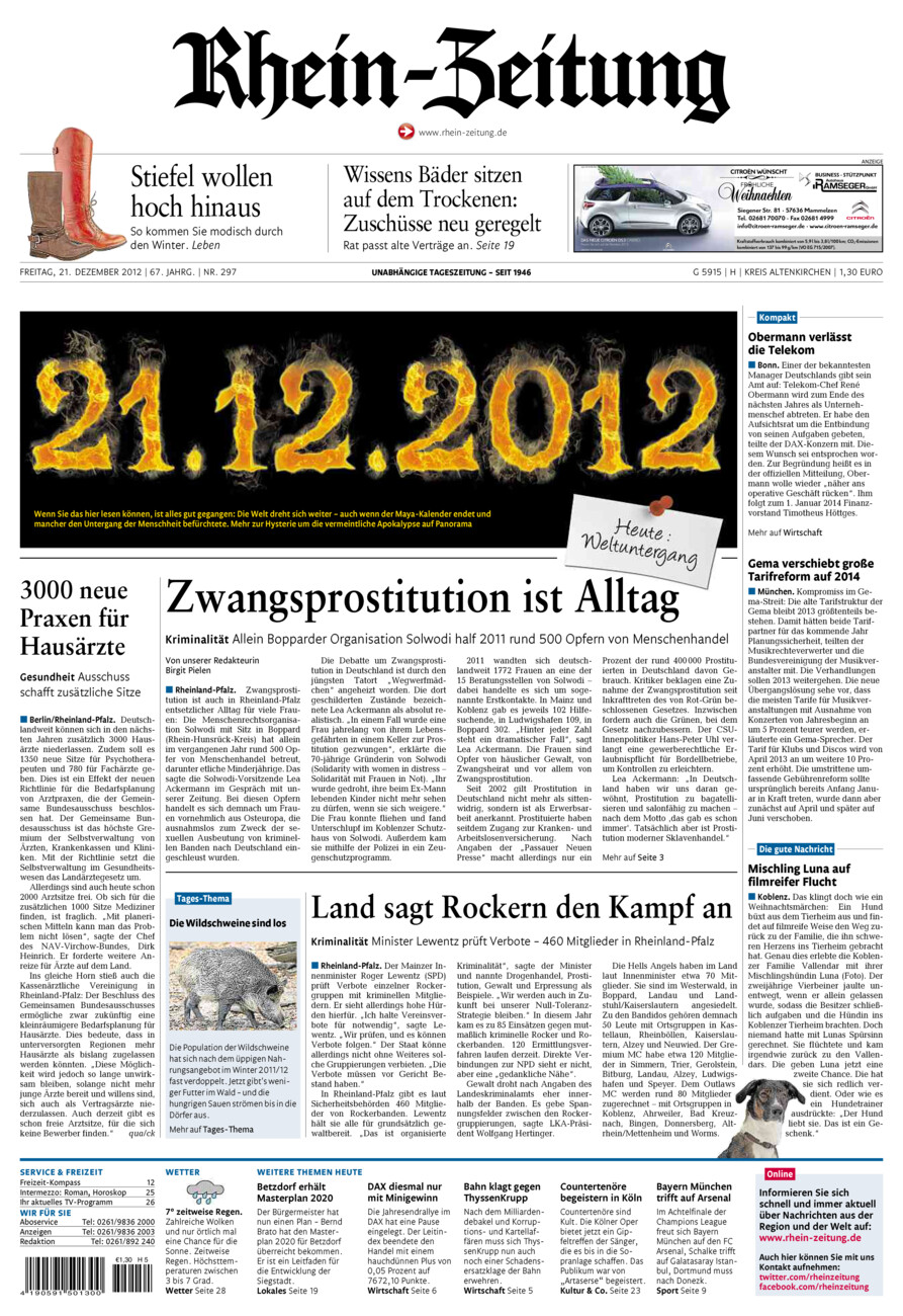 Rhein-Zeitung Kreis Altenkirchen vom Freitag, 21.12.2012