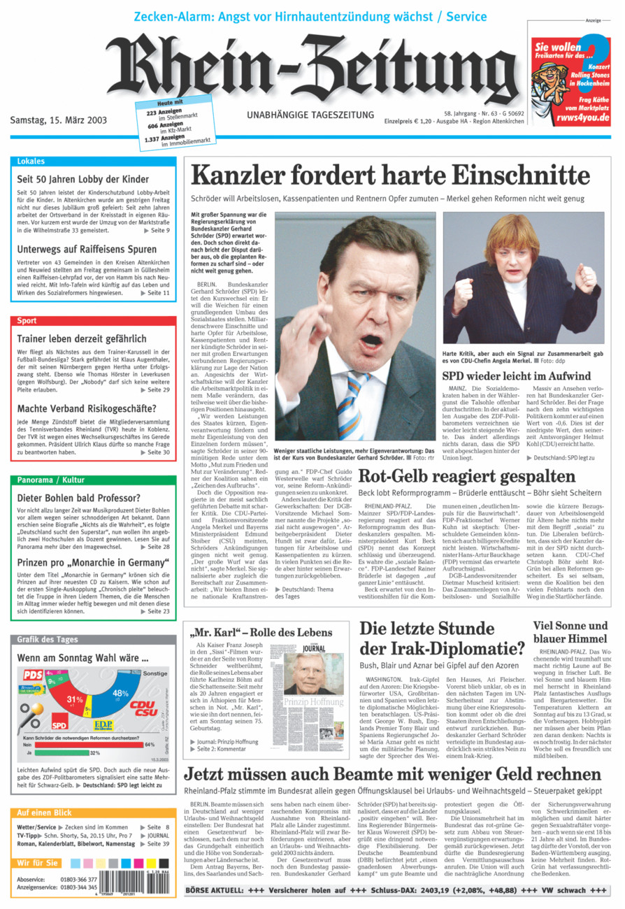 Rhein-Zeitung Kreis Altenkirchen vom Samstag, 15.03.2003