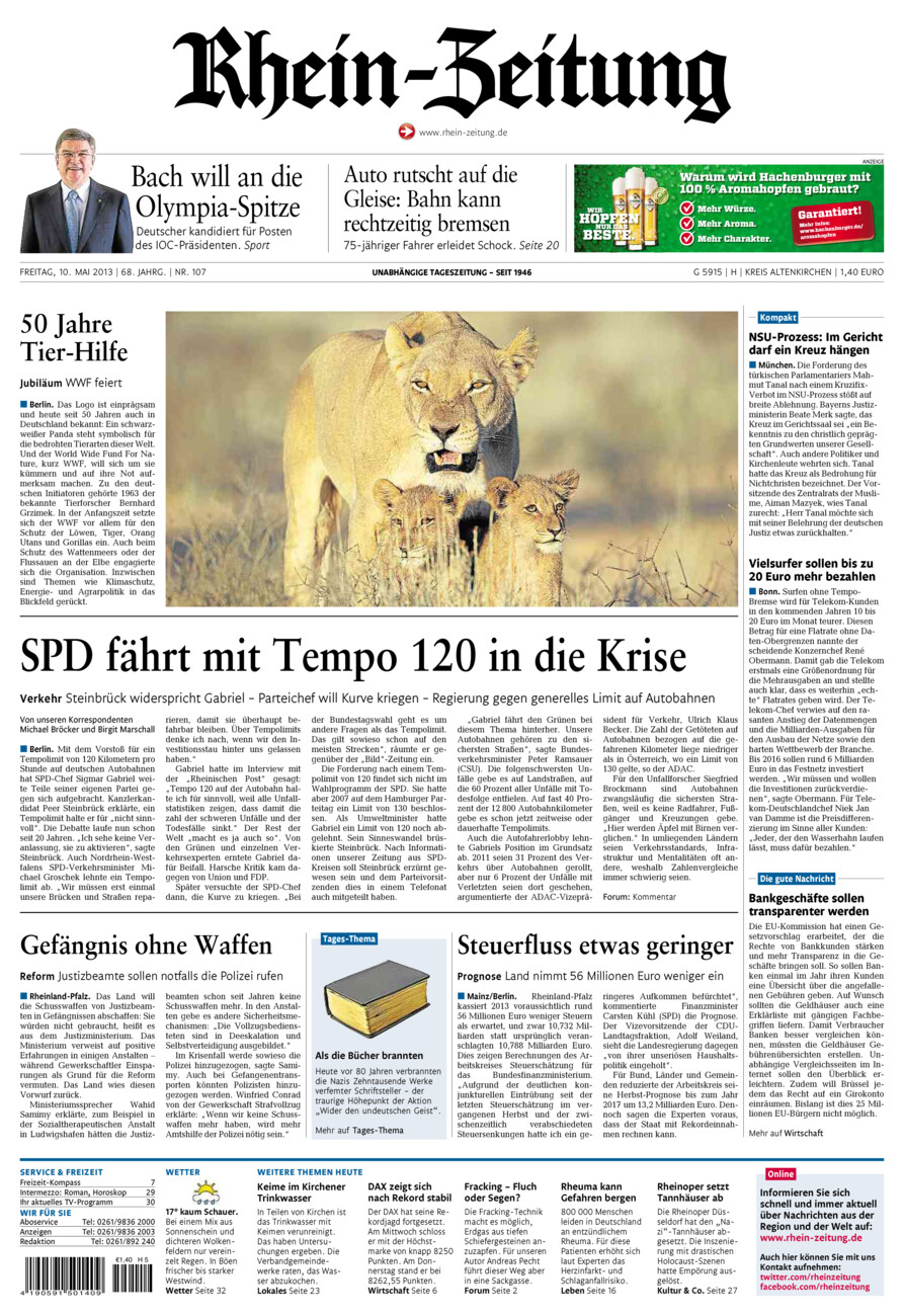 Rhein-Zeitung Kreis Altenkirchen vom Freitag, 10.05.2013