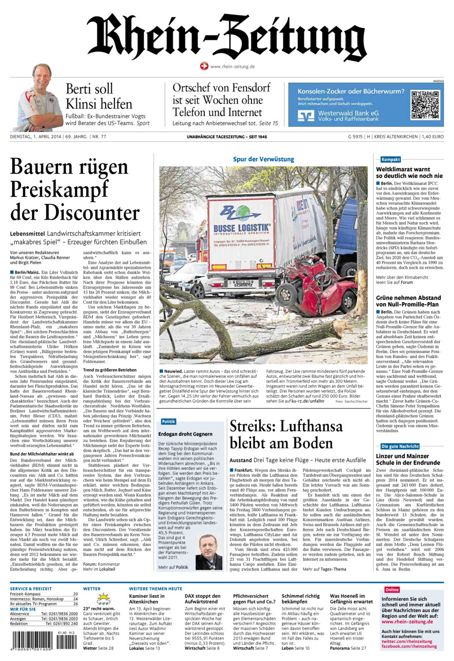 Rhein-Zeitung Kreis Altenkirchen vom Dienstag, 01.04.2014