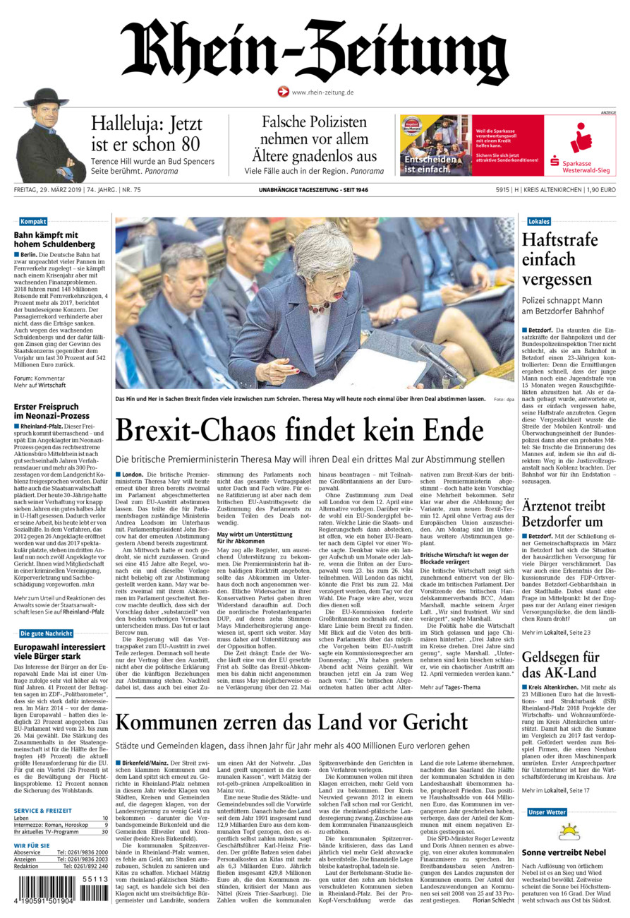 Rhein-Zeitung Kreis Altenkirchen vom Freitag, 29.03.2019