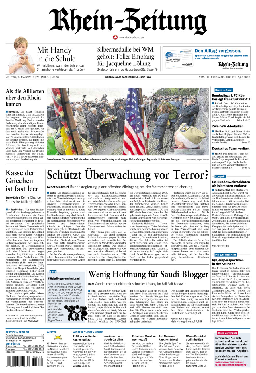 Rhein-Zeitung Kreis Altenkirchen vom Montag, 09.03.2015