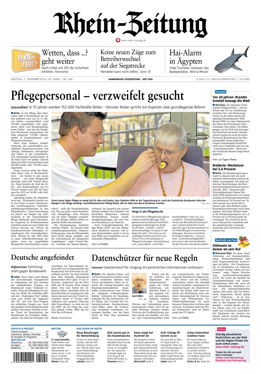 Rhein-Zeitung Kreis Altenkirchen vom Dienstag, 07.12.2010