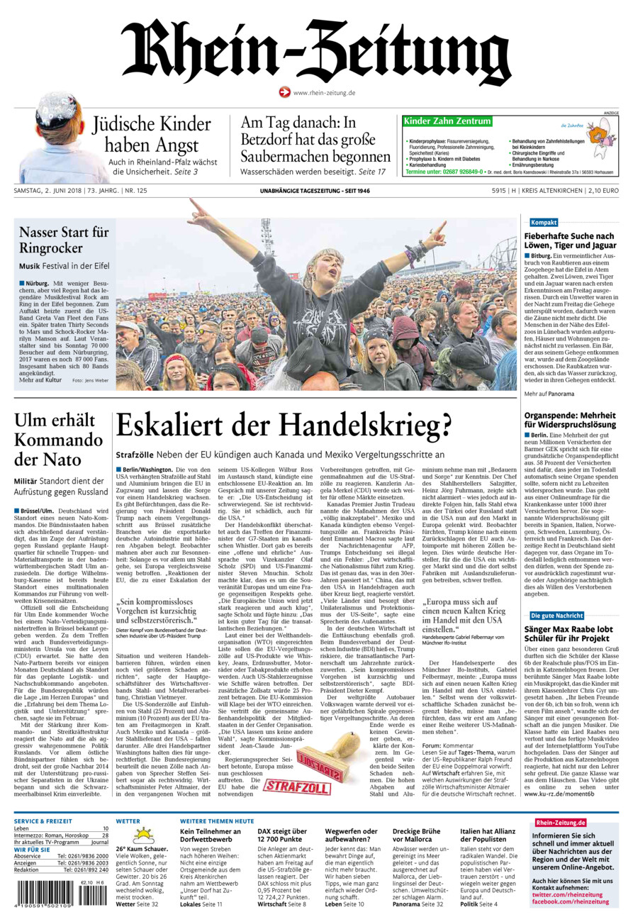 Rhein-Zeitung Kreis Altenkirchen vom Samstag, 02.06.2018