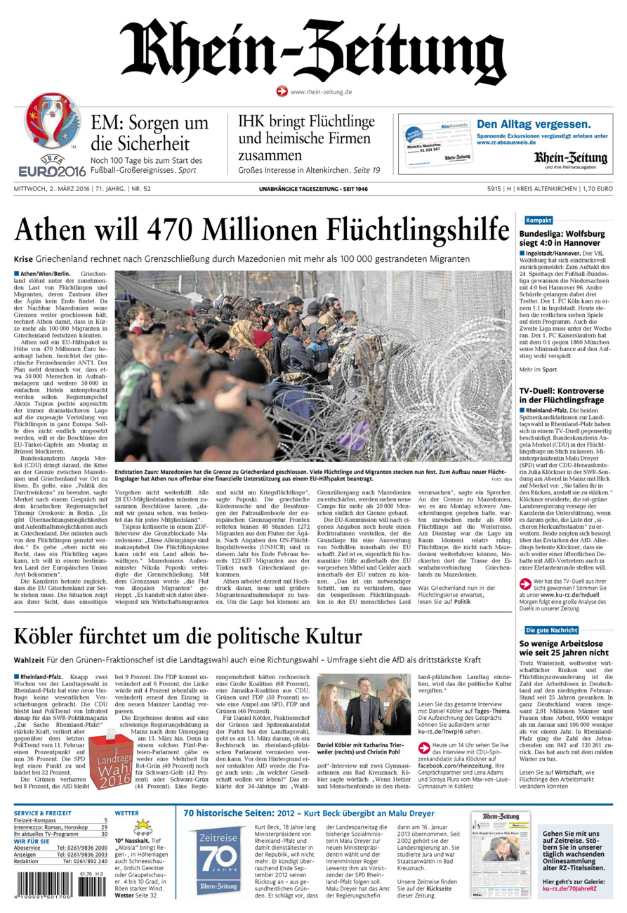 Rhein-Zeitung Kreis Altenkirchen vom Mittwoch, 02.03.2016