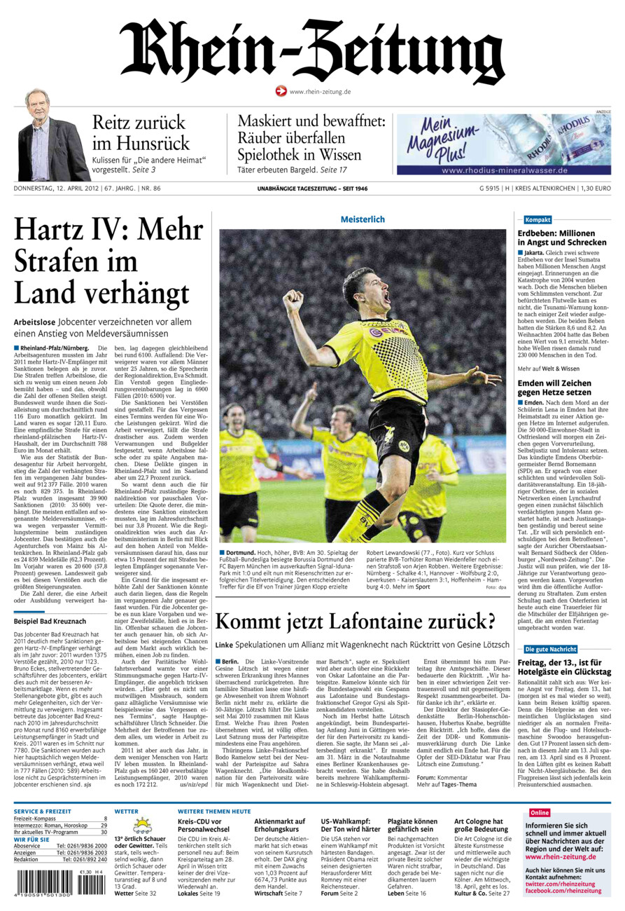 Rhein-Zeitung Kreis Altenkirchen vom Donnerstag, 12.04.2012