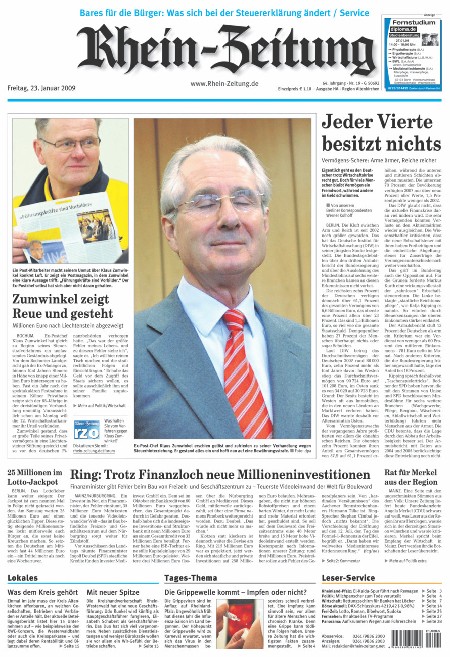 Rhein-Zeitung Kreis Altenkirchen vom Freitag, 23.01.2009