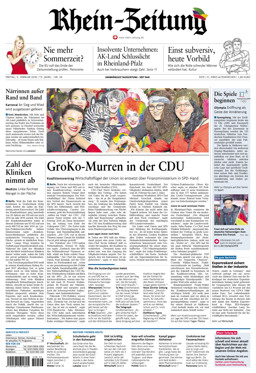 Rhein-Zeitung Kreis Altenkirchen vom Freitag, 09.02.2018
