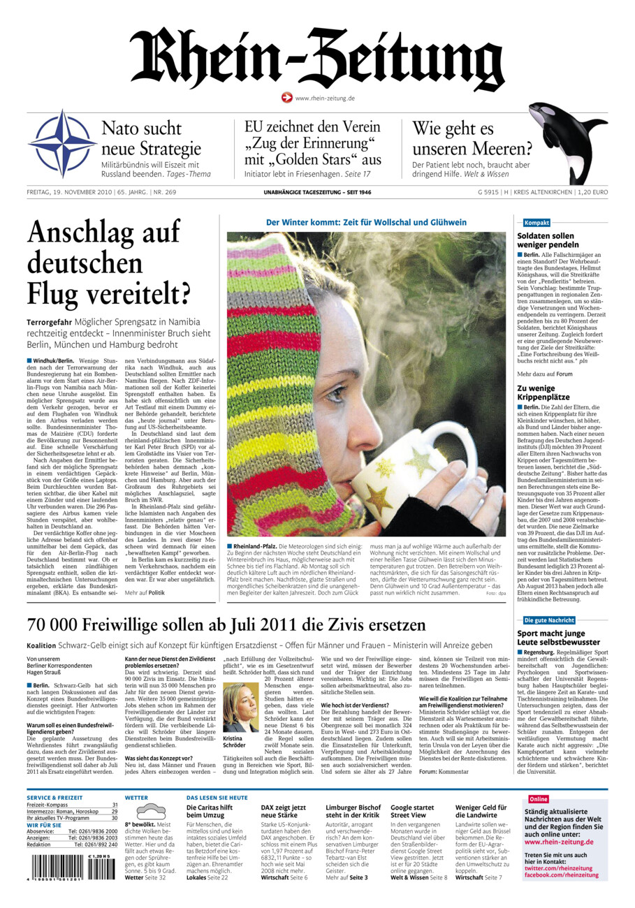 Rhein-Zeitung Kreis Altenkirchen vom Freitag, 19.11.2010