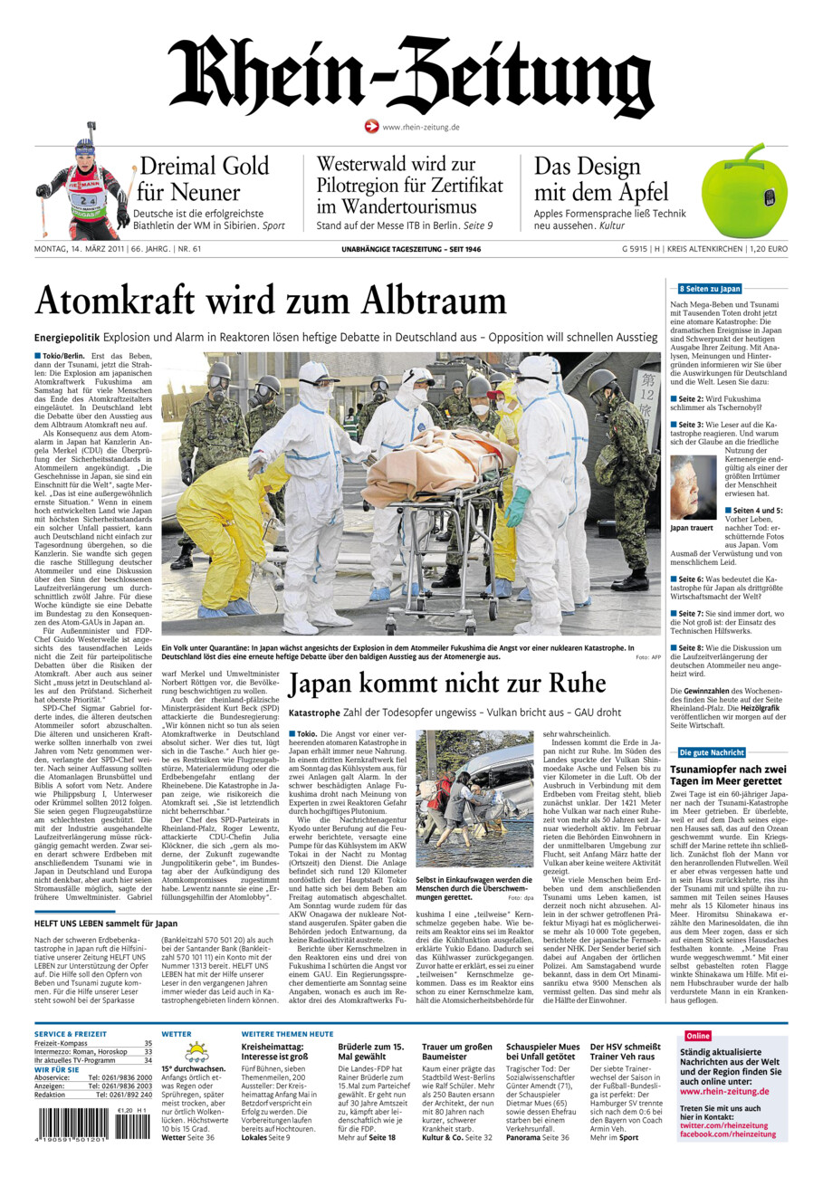 Rhein-Zeitung Kreis Altenkirchen vom Montag, 14.03.2011
