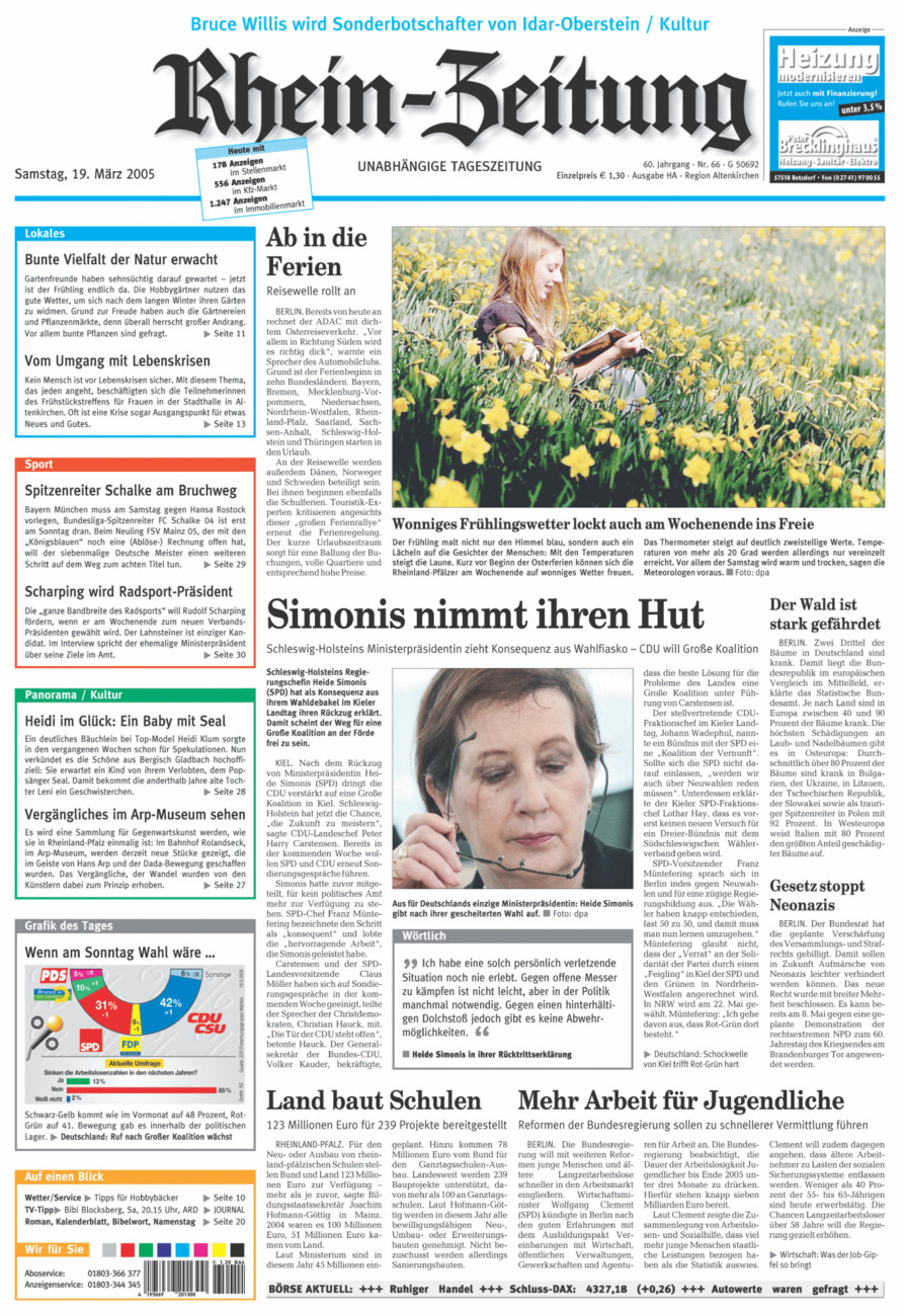 Rhein-Zeitung Kreis Altenkirchen vom Samstag, 19.03.2005