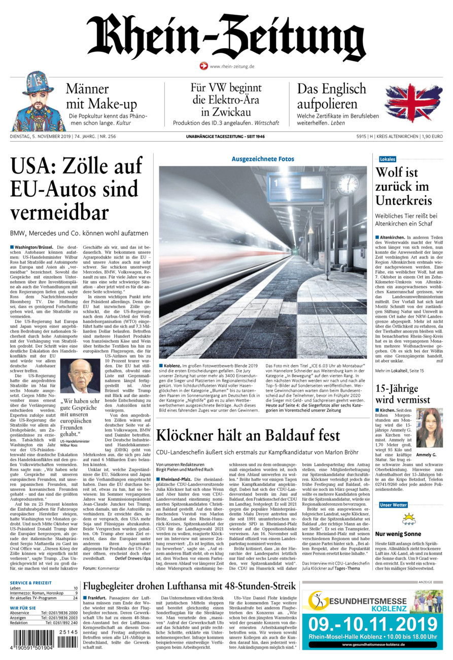 Rhein-Zeitung Kreis Altenkirchen vom Dienstag, 05.11.2019
