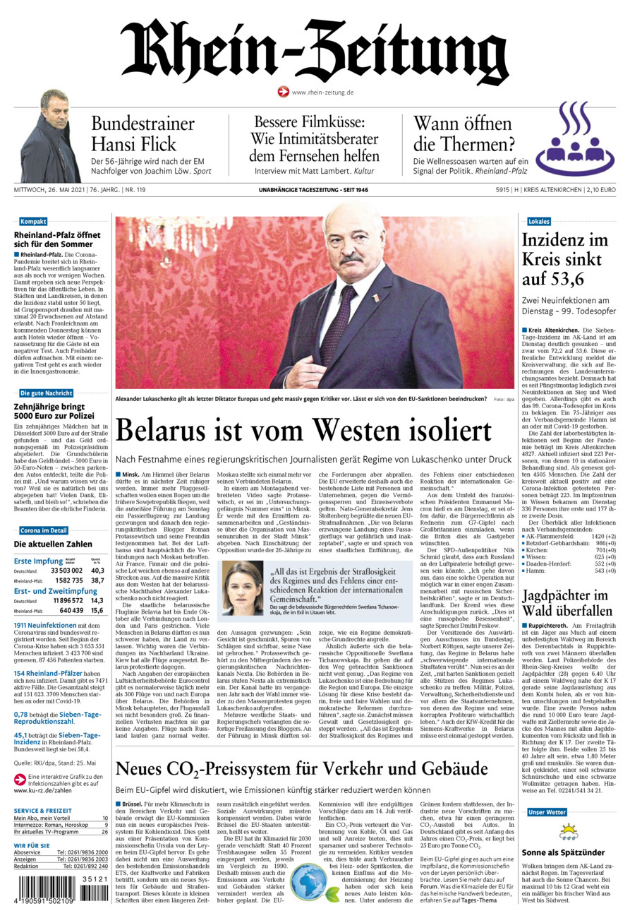 Rhein-Zeitung Kreis Altenkirchen vom Mittwoch, 26.05.2021