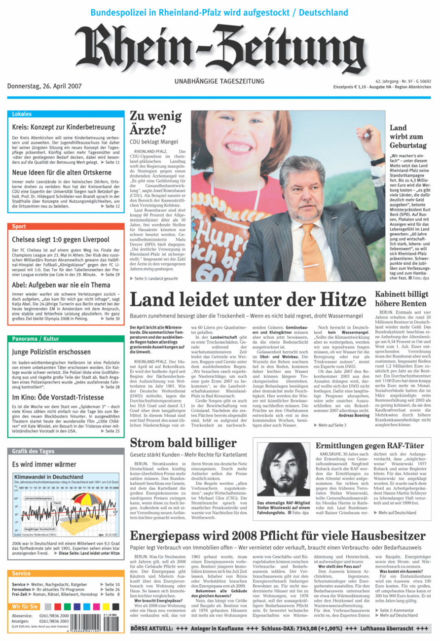 Rhein-Zeitung Kreis Altenkirchen vom Donnerstag, 26.04.2007