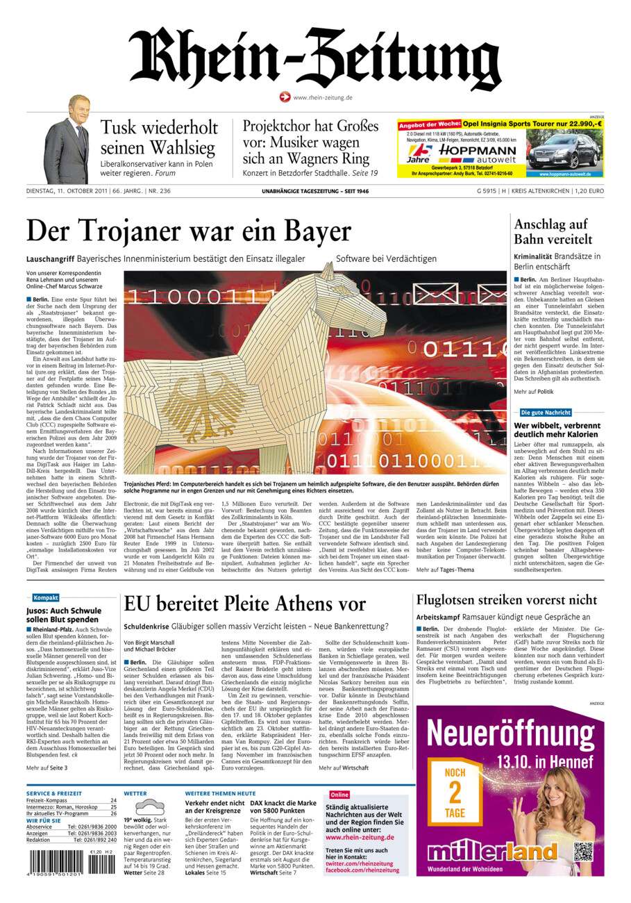 Rhein-Zeitung Kreis Altenkirchen vom Dienstag, 11.10.2011