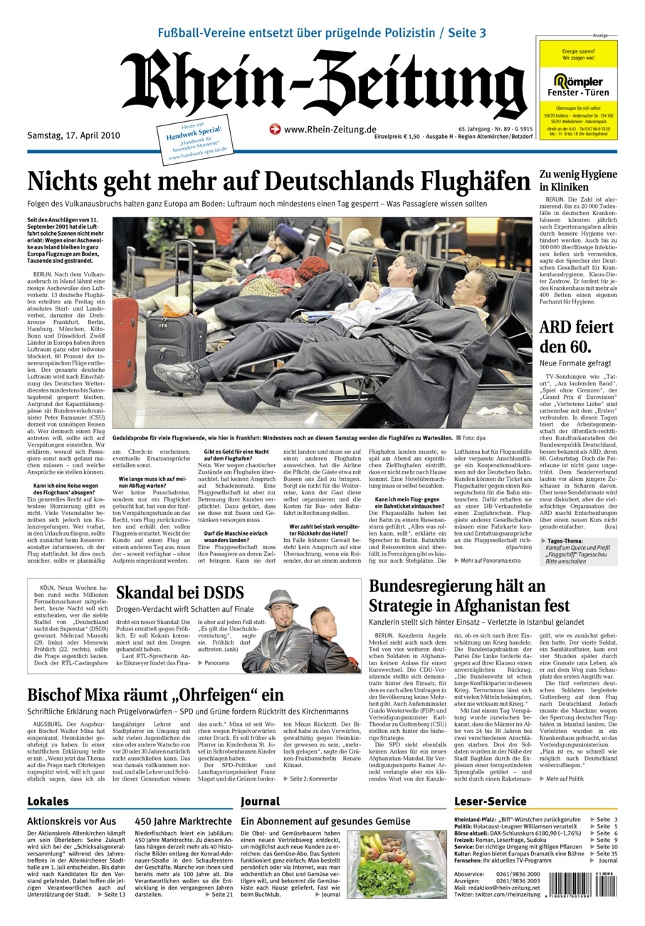Rhein-Zeitung Kreis Altenkirchen vom Samstag, 17.04.2010