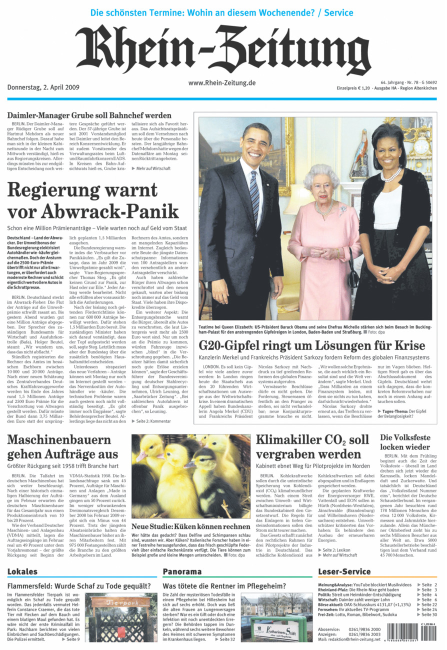 Rhein-Zeitung Kreis Altenkirchen vom Donnerstag, 02.04.2009