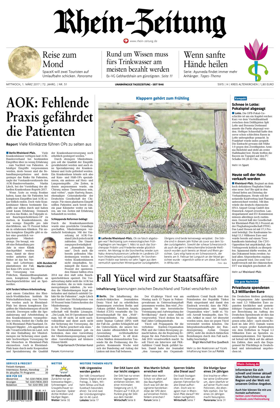 Rhein-Zeitung Kreis Altenkirchen vom Mittwoch, 01.03.2017