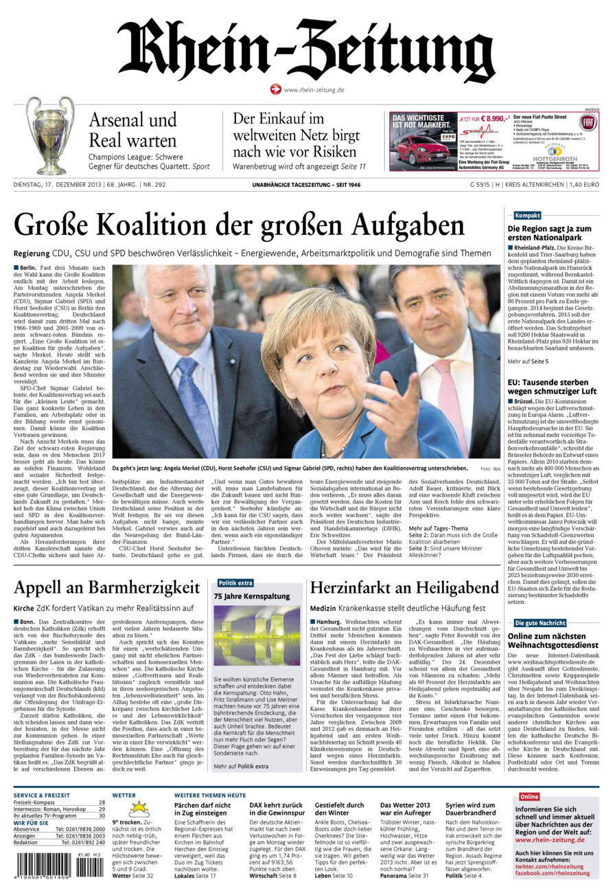 Rhein-Zeitung Kreis Altenkirchen vom Dienstag, 17.12.2013