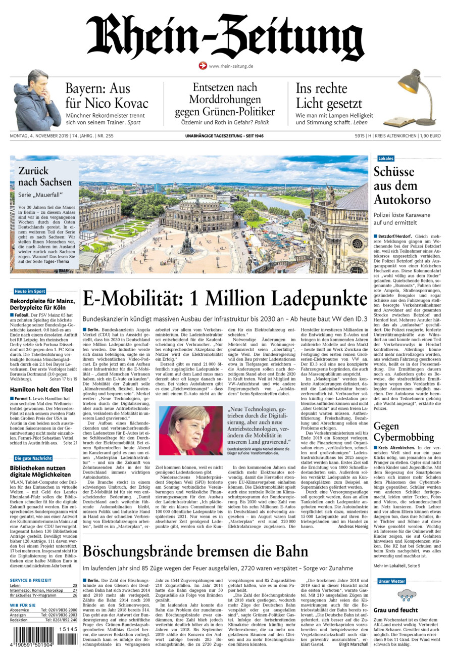 Rhein-Zeitung Kreis Altenkirchen vom Montag, 04.11.2019