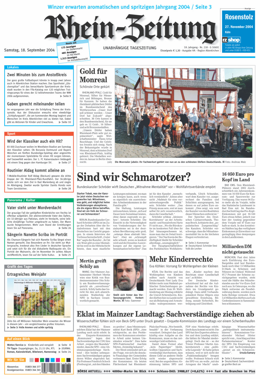 Rhein-Zeitung Kreis Altenkirchen vom Samstag, 18.09.2004