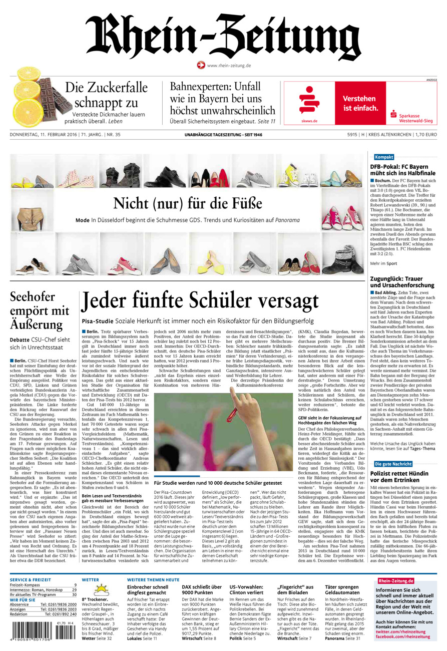 Rhein-Zeitung Kreis Altenkirchen vom Donnerstag, 11.02.2016