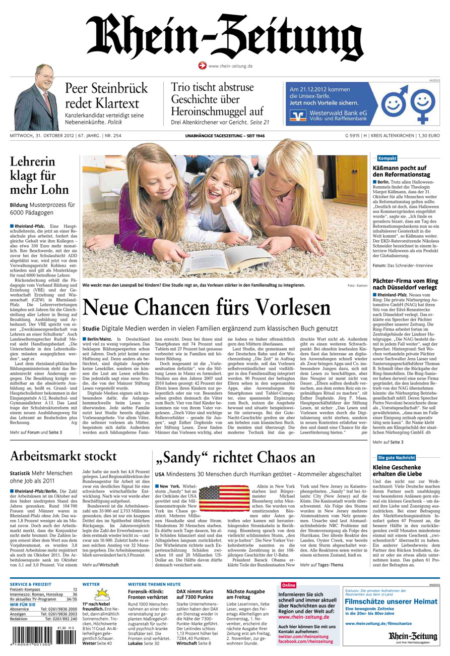Rhein-Zeitung Kreis Altenkirchen vom Mittwoch, 31.10.2012