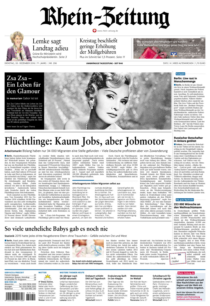 Rhein-Zeitung Kreis Altenkirchen vom Dienstag, 20.12.2016
