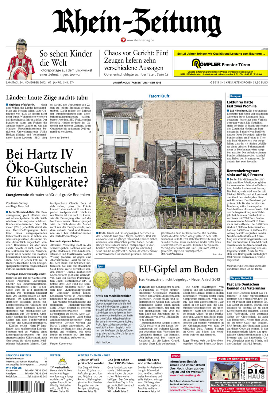 Rhein-Zeitung Kreis Altenkirchen vom Samstag, 24.11.2012