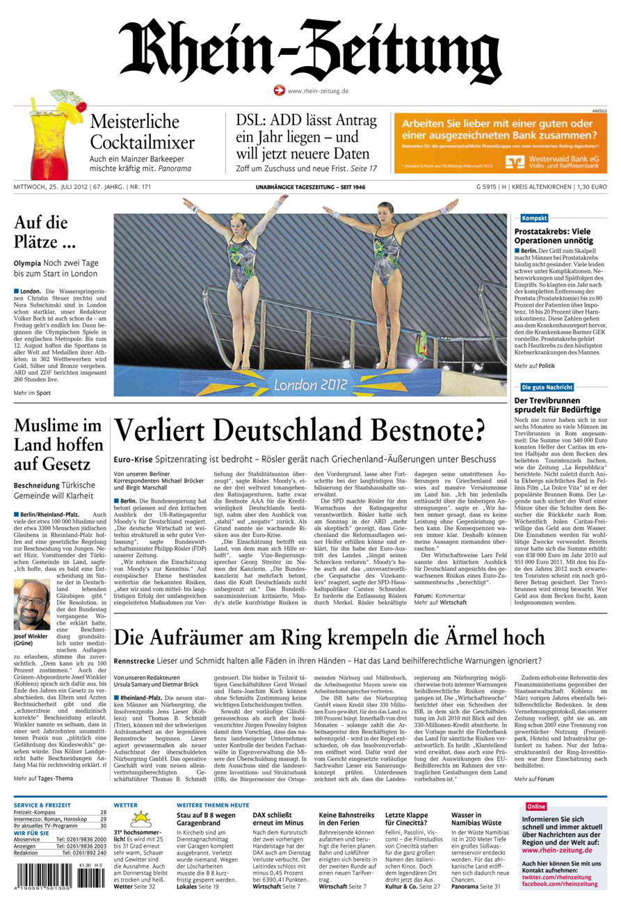 Rhein-Zeitung Kreis Altenkirchen vom Mittwoch, 25.07.2012