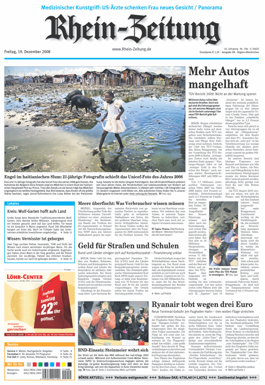 Rhein-Zeitung Kreis Altenkirchen vom Freitag, 19.12.2008