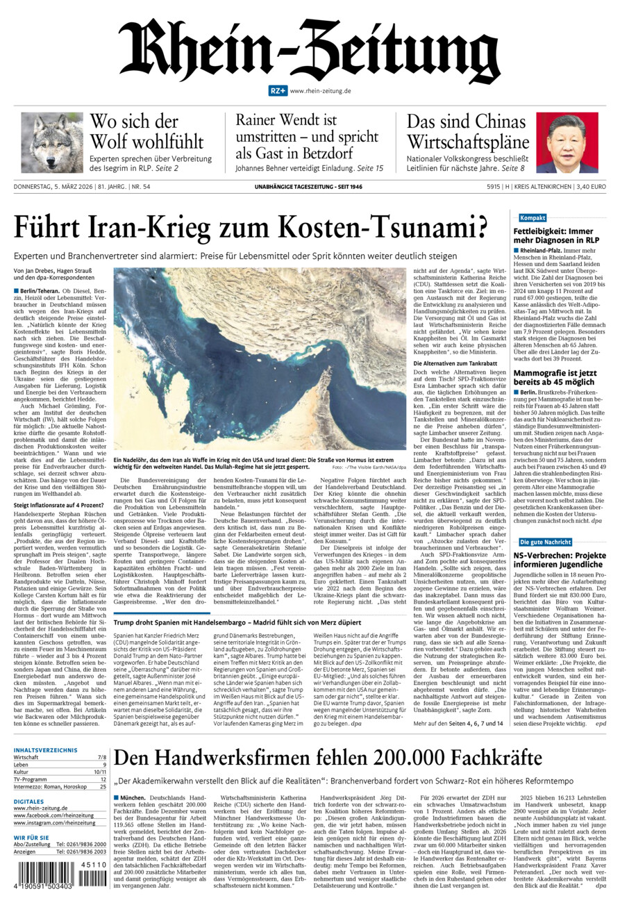 Rhein-Zeitung Kreis Altenkirchen vom Donnerstag, 05.03.2026