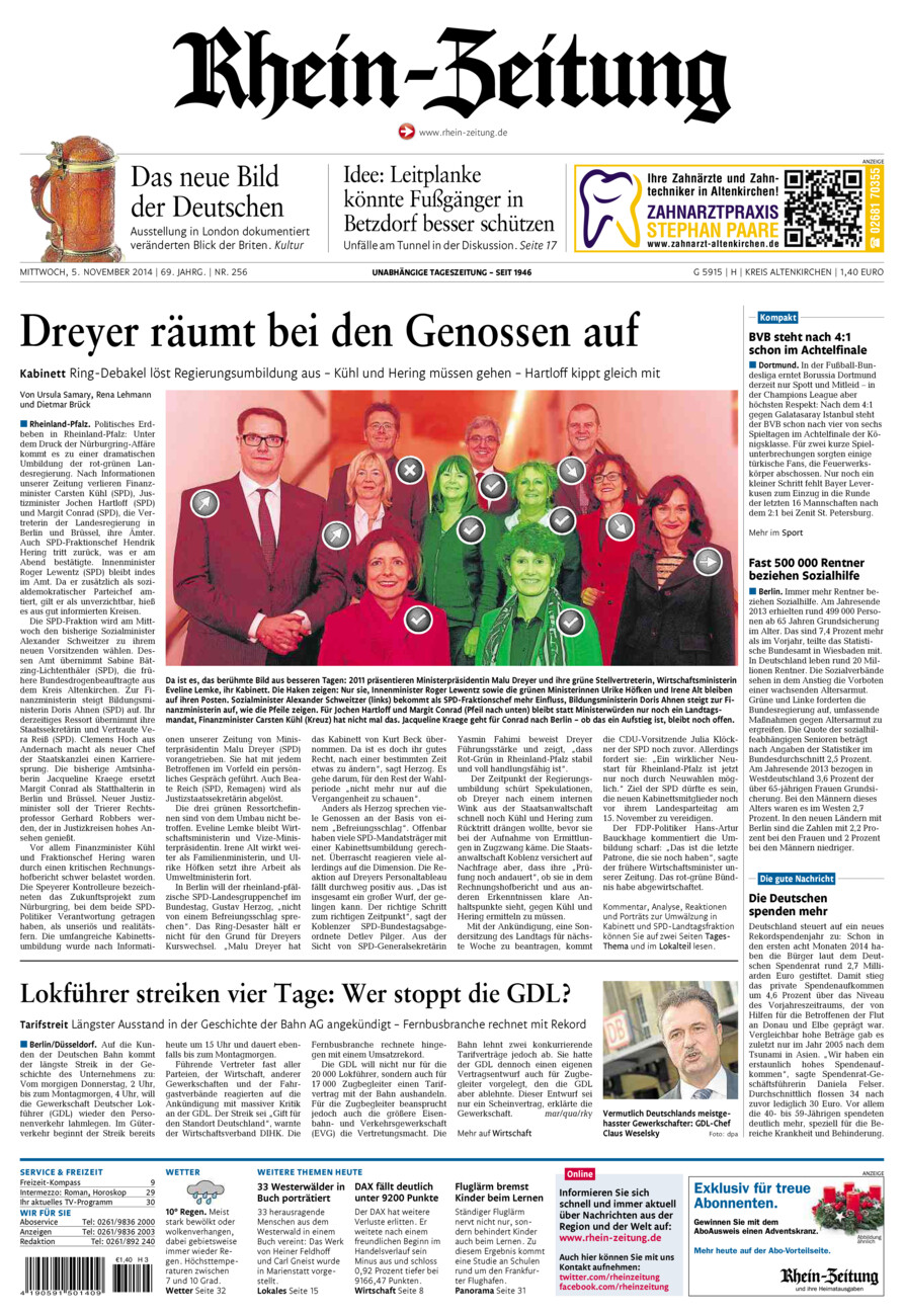Rhein-Zeitung Kreis Altenkirchen vom Mittwoch, 05.11.2014