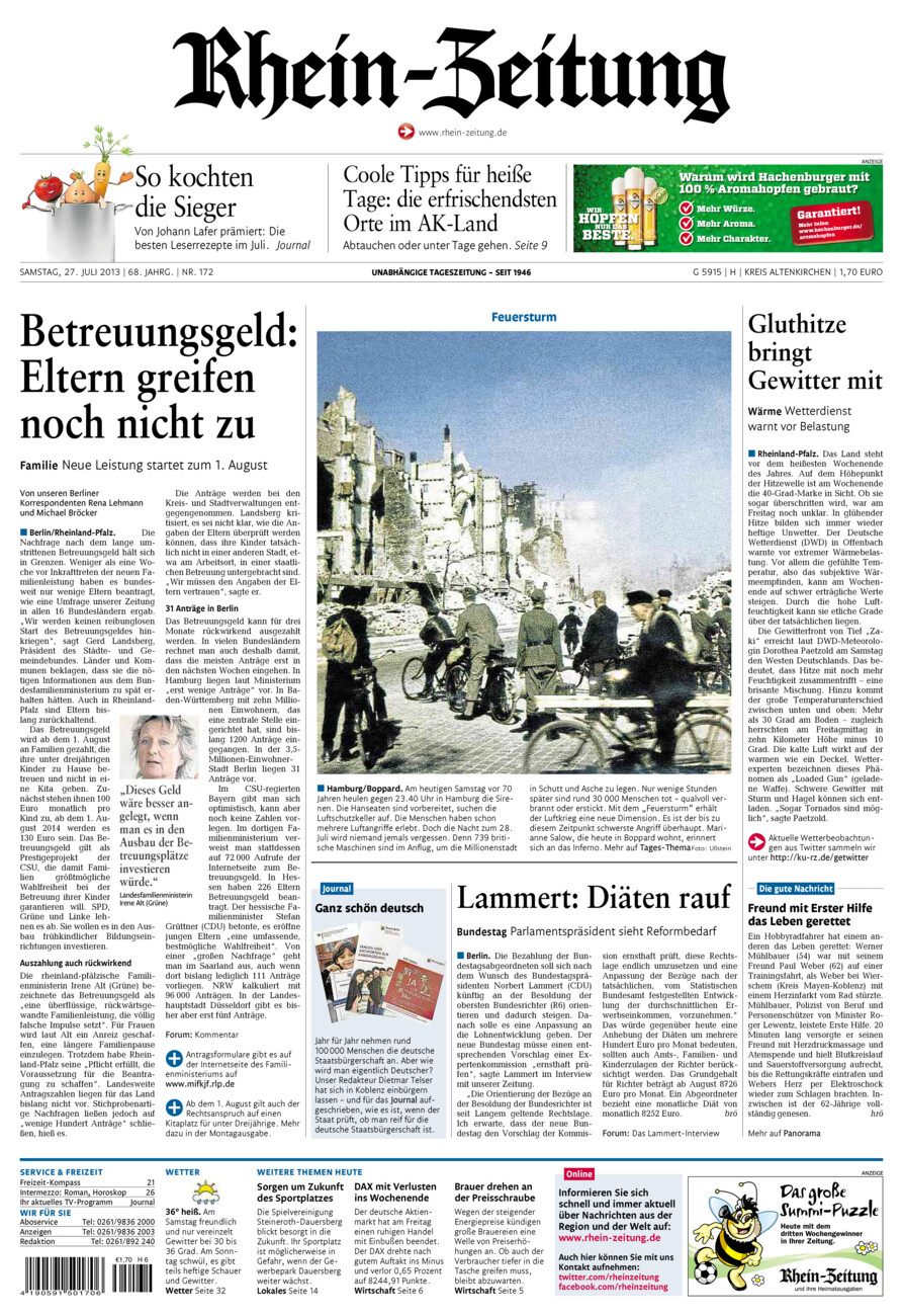 Rhein-Zeitung Kreis Altenkirchen vom Samstag, 27.07.2013