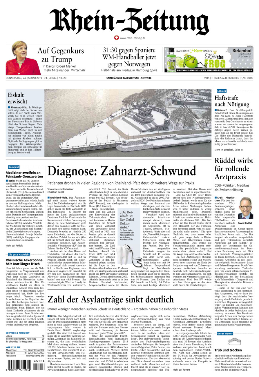 Rhein-Zeitung Kreis Altenkirchen vom Donnerstag, 24.01.2019