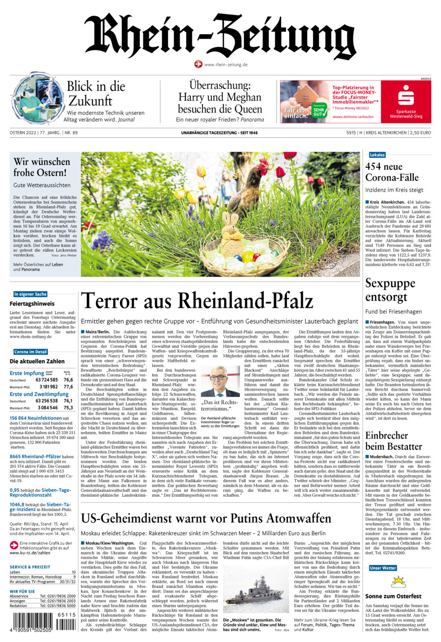 Rhein-Zeitung Kreis Altenkirchen vom Samstag, 16.04.2022