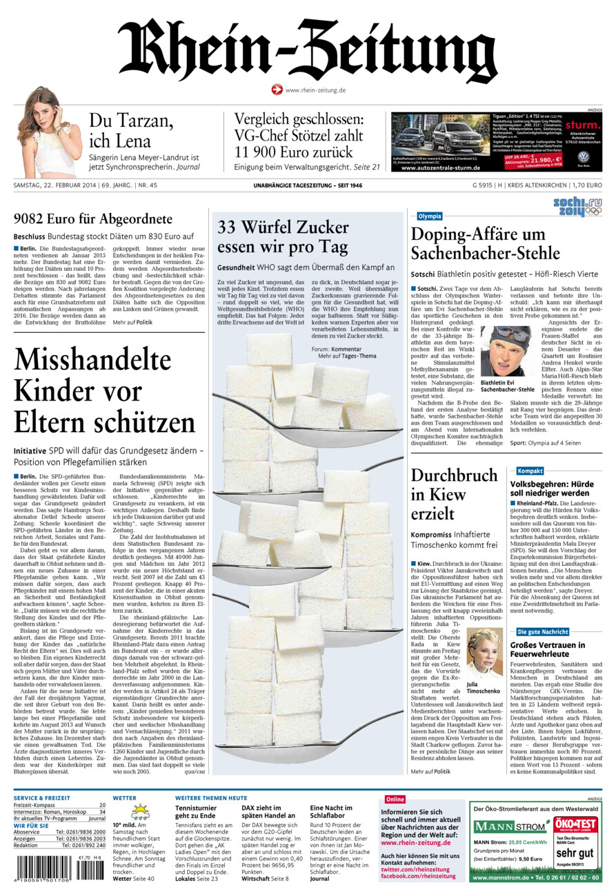 Rhein-Zeitung Kreis Altenkirchen vom Samstag, 22.02.2014
