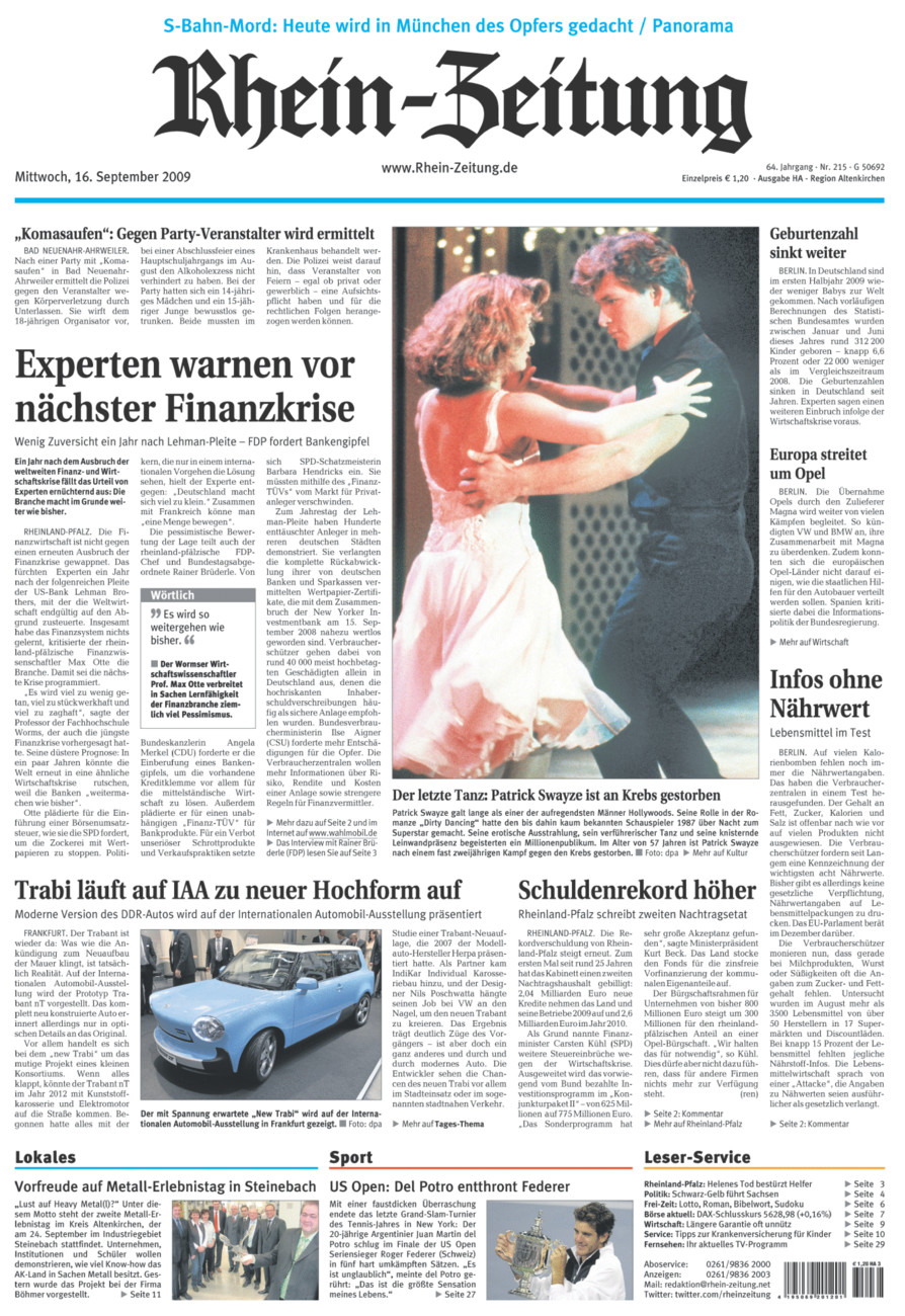 Rhein-Zeitung Kreis Altenkirchen vom Mittwoch, 16.09.2009