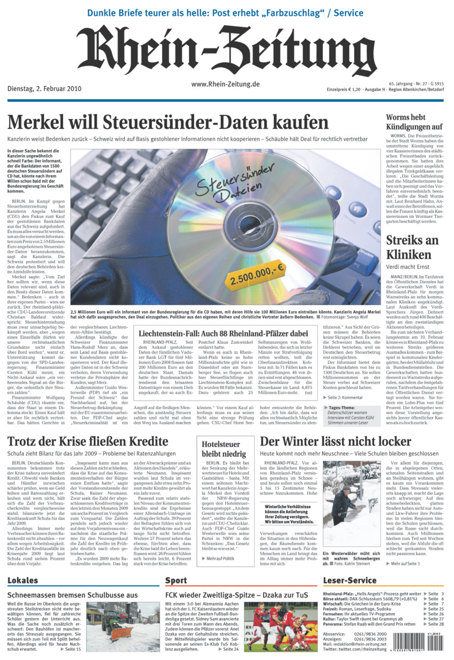 Rhein-Zeitung Kreis Altenkirchen vom Dienstag, 02.02.2010