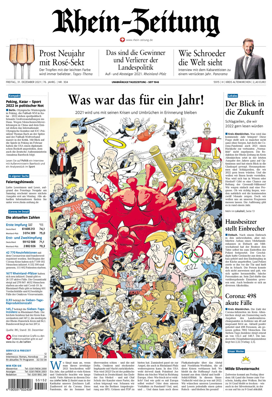 Rhein-Zeitung Kreis Altenkirchen vom Freitag, 31.12.2021