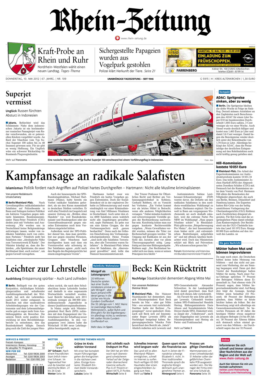Rhein-Zeitung Kreis Altenkirchen vom Donnerstag, 10.05.2012