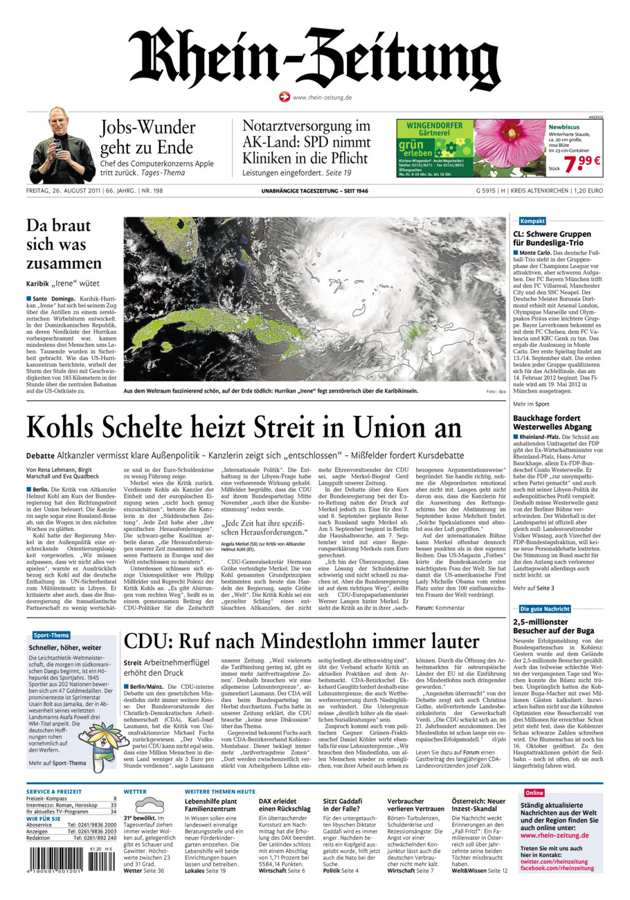 Rhein-Zeitung Kreis Altenkirchen vom Freitag, 26.08.2011