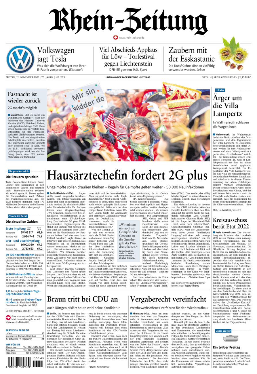 Rhein-Zeitung Kreis Altenkirchen vom Freitag, 12.11.2021