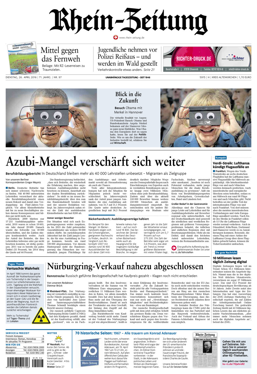 Rhein-Zeitung Kreis Altenkirchen vom Dienstag, 26.04.2016