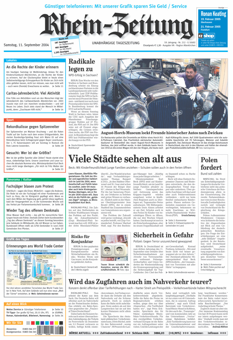 Rhein-Zeitung Kreis Altenkirchen vom Samstag, 11.09.2004